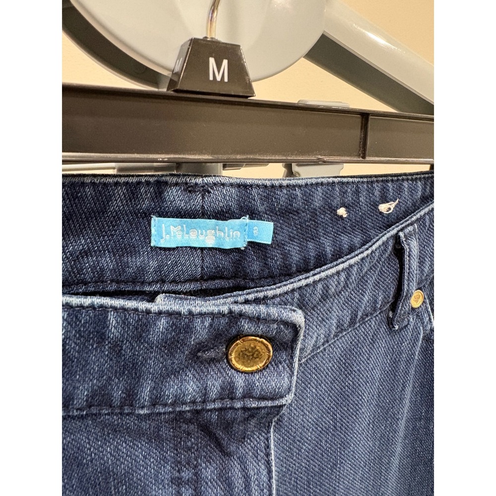 J McLaughlin Lexi Jeans Size 8 Dark Denim Stretch Gold Button Slim Fit 30" - Picture 4 of 8